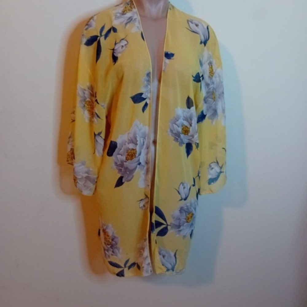 Women's I Joah Sheer Chiffon Lightweight Floral‎ Flower Cardigan Duster Office S - Picture 3 of 14